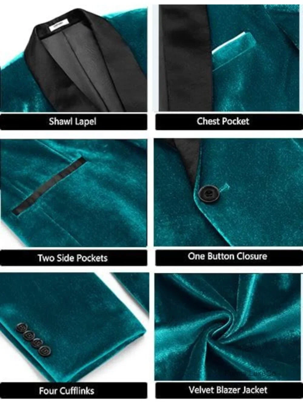 Men's Velvet Tuxedo Jacket One Button Slim Fit Shawl Collar Wedding Blazer